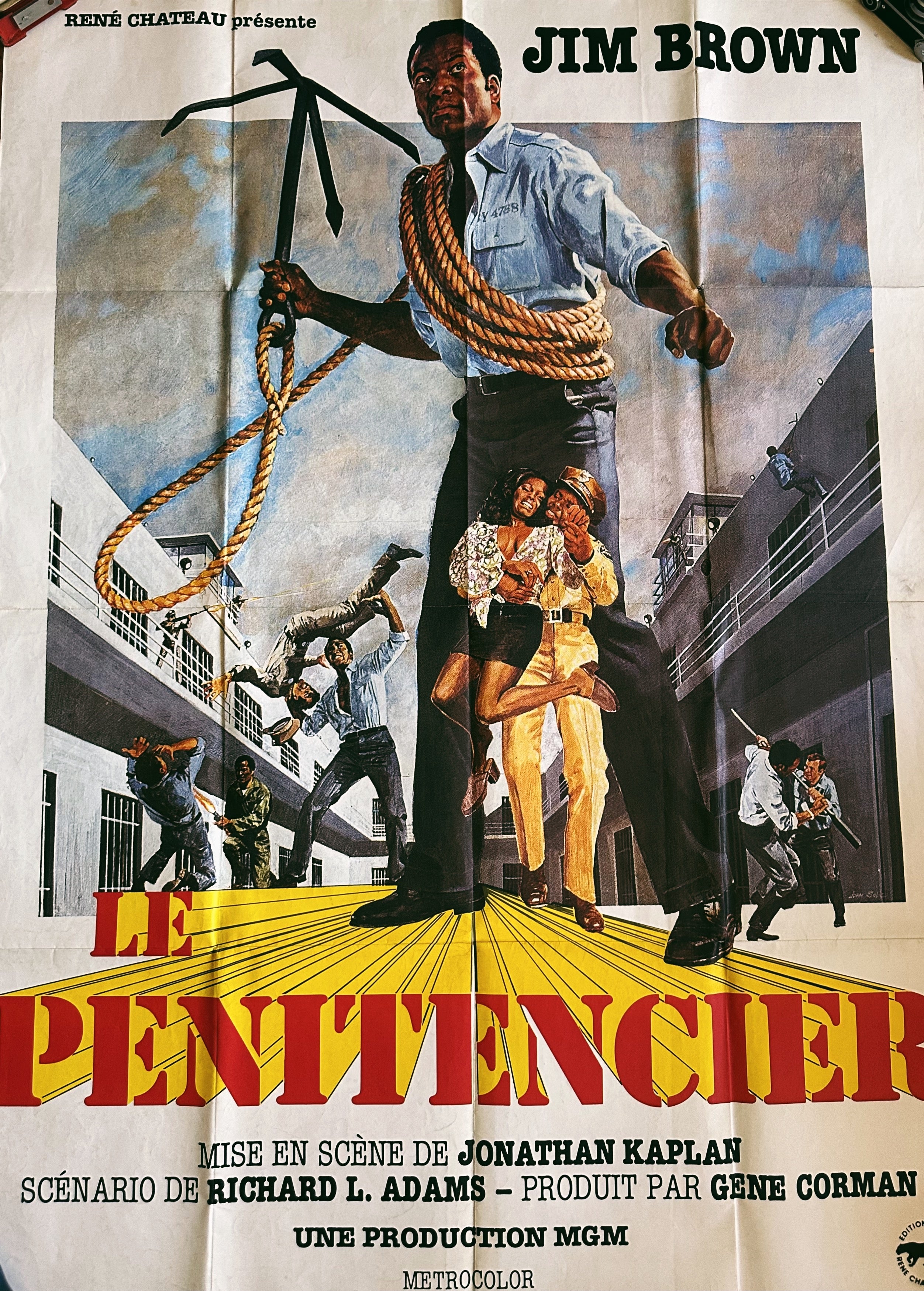 Vintage French Jim Brown Movie Poster Le Penitencier - The Slams (1970’s)