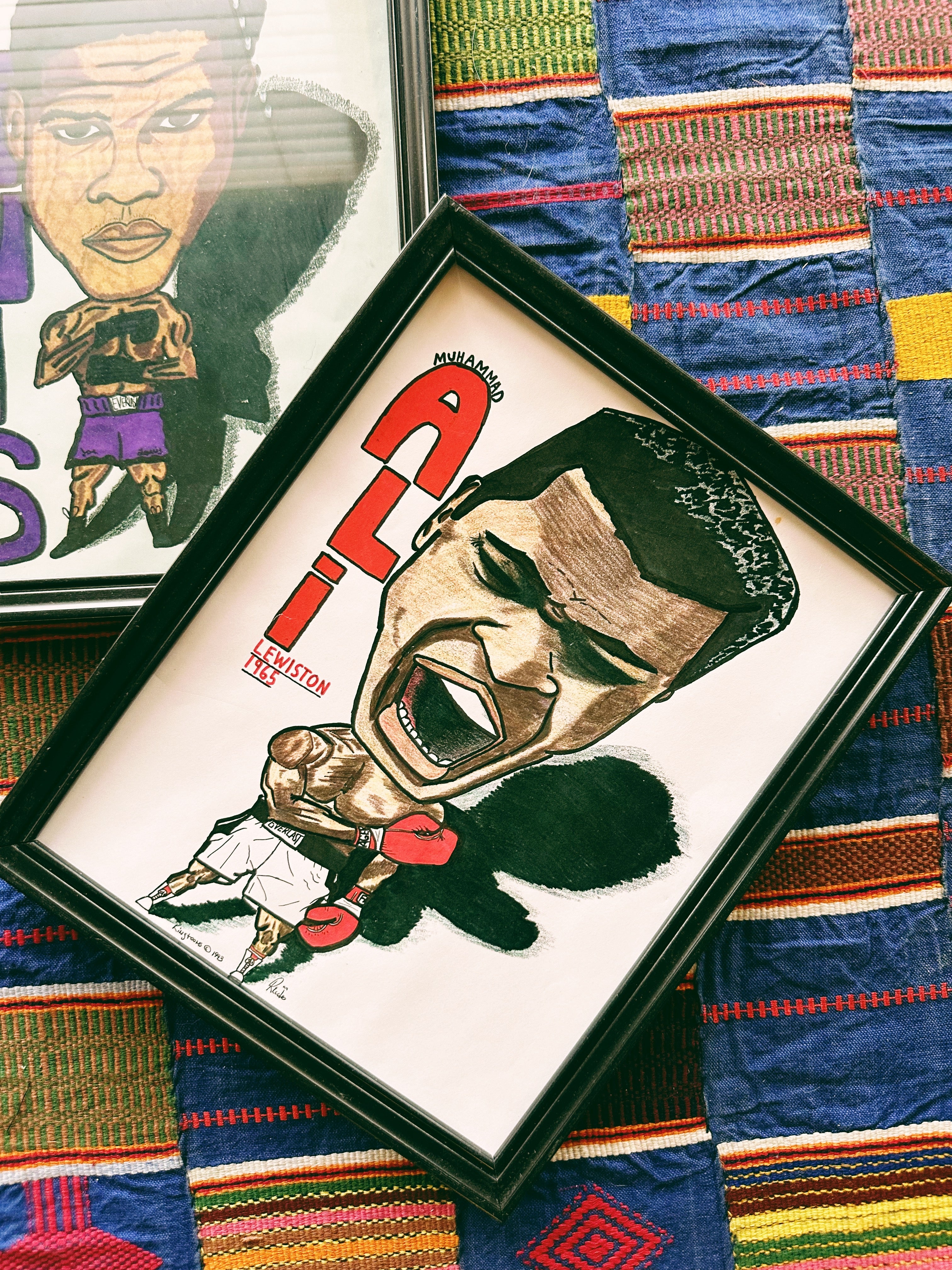 Vintage Caricature Drawing of Boxers (1993)