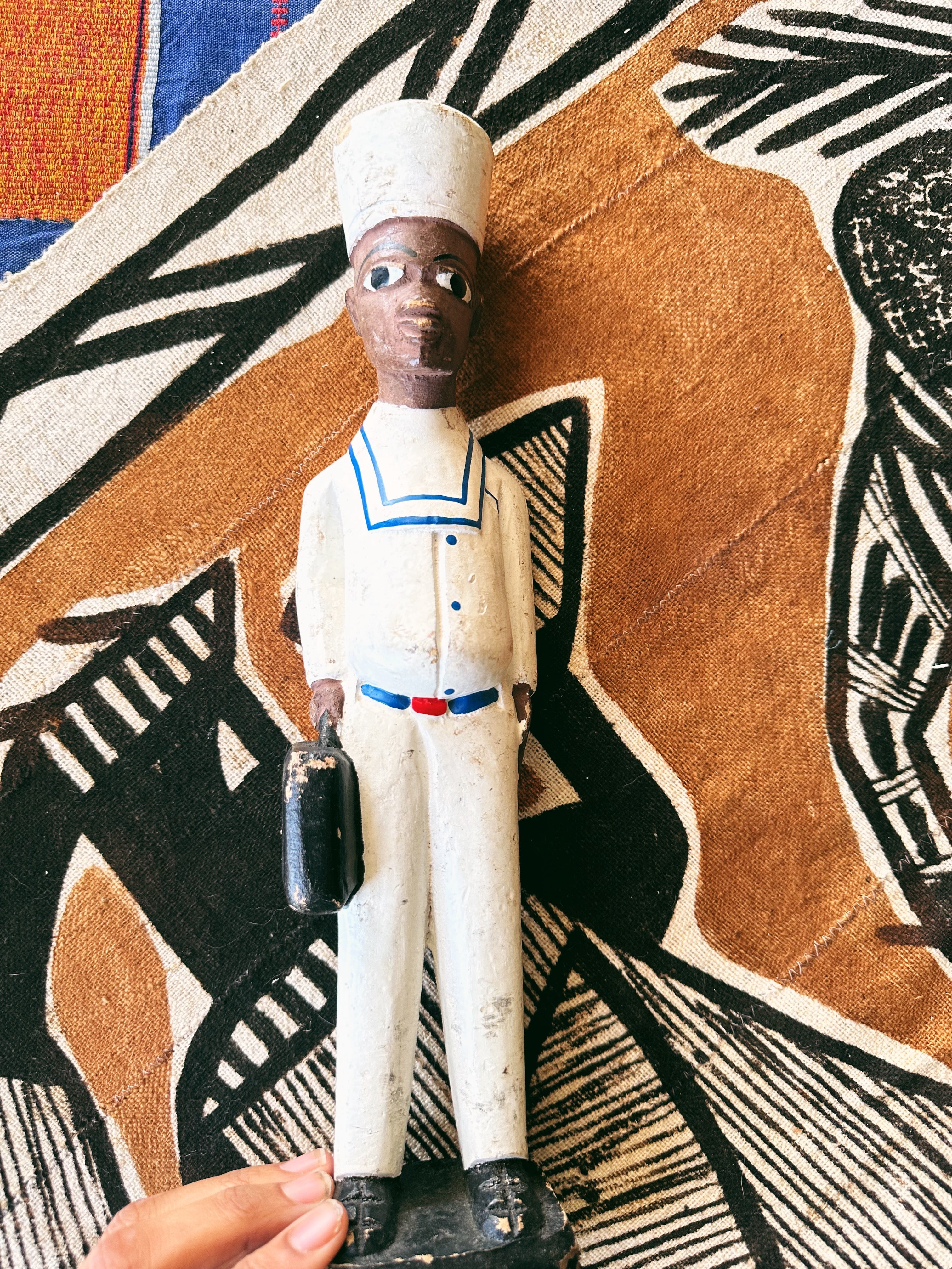 Vintage Tabletop Hand-carved Colon Statue (Ivory Coast)