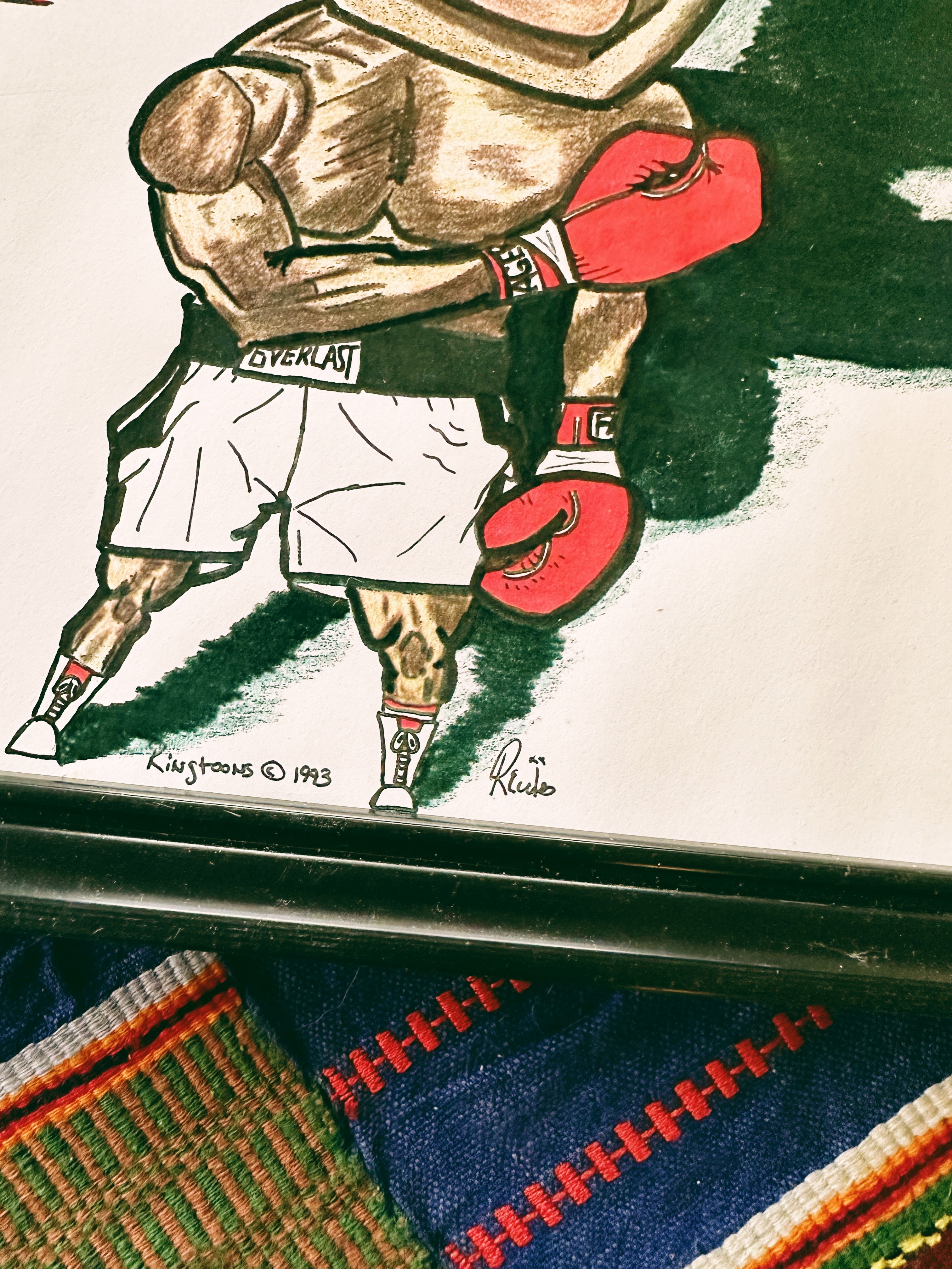 Vintage Caricature Drawing of Boxers (1993)