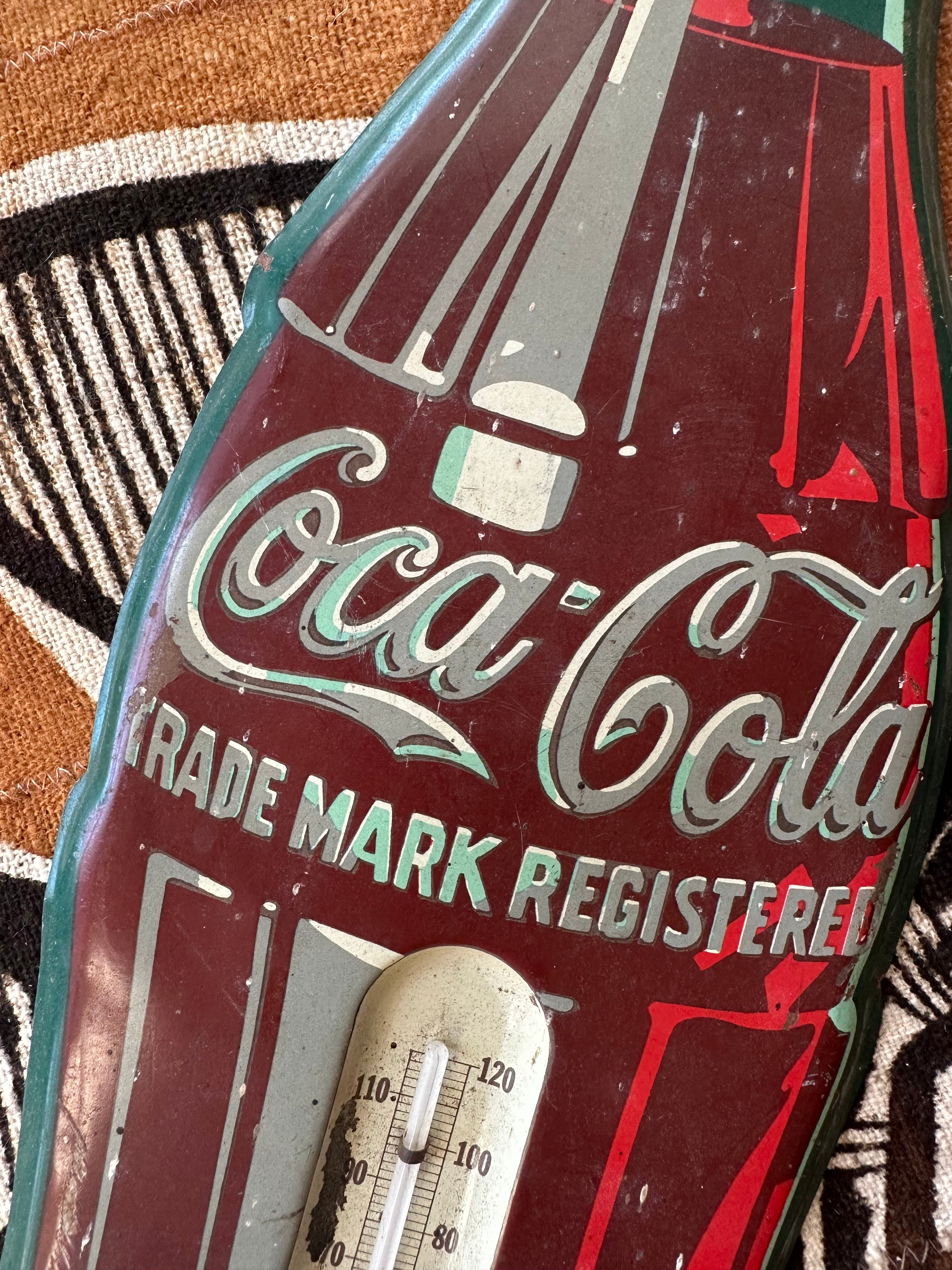 Vintage Coca Cola Advertising Thermometer Display (1950&
