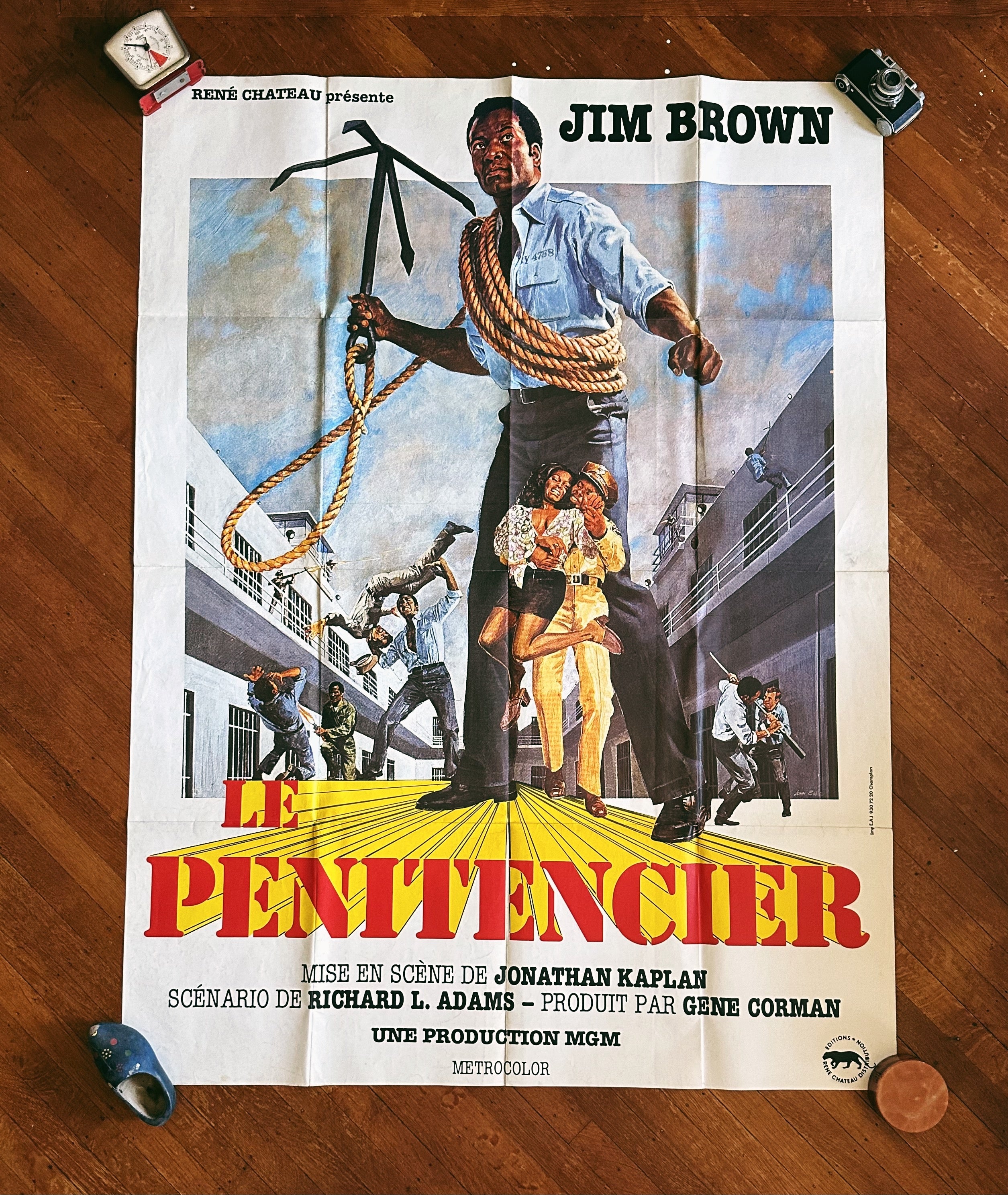 Vintage French Jim Brown Movie Poster Le Penitencier - The Slams (1970’s)