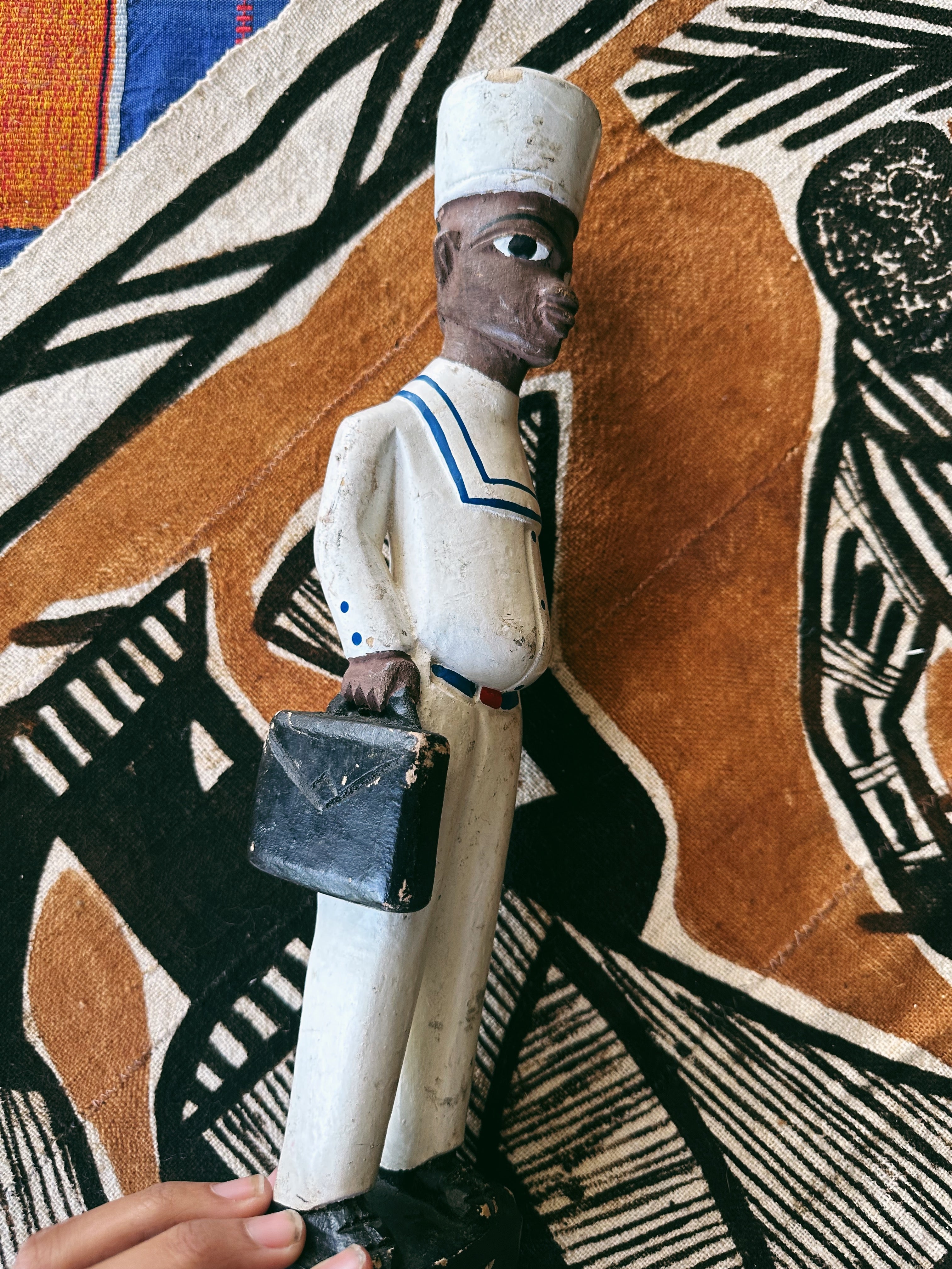 Vintage Tabletop Hand-carved Colon Statue (Ivory Coast)