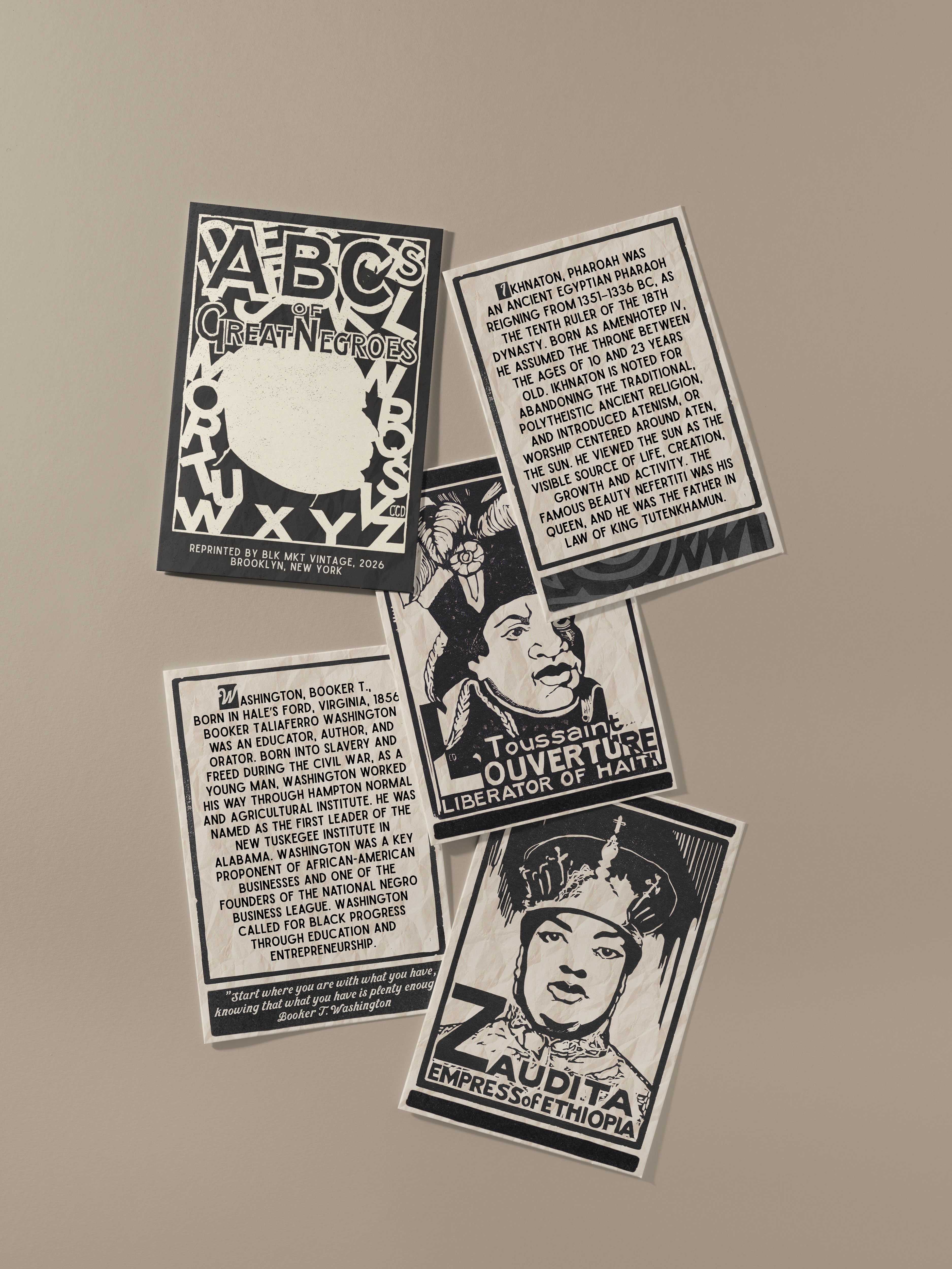 ABC’s of Great Negroes Flashcards (1933) -- Full Set