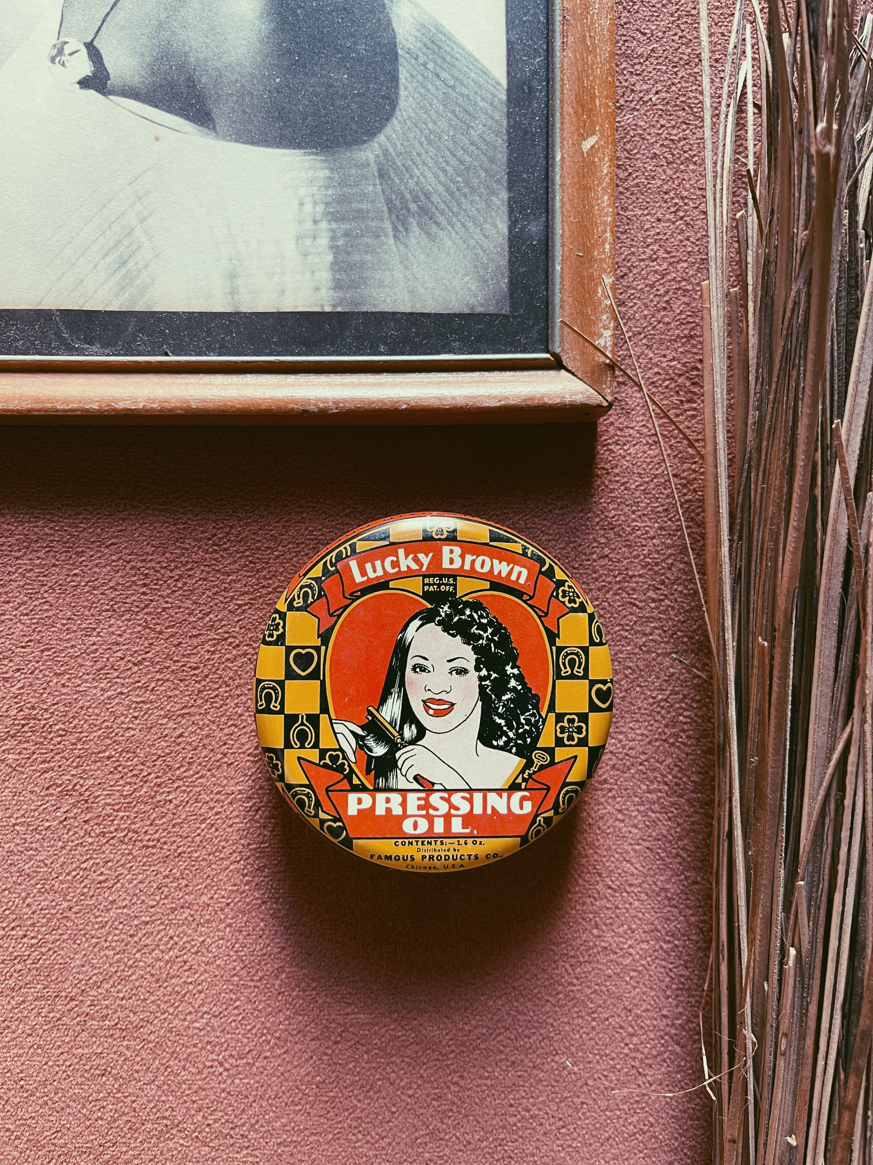 Vintage Lucky Brown Pressing Oil Tin (1938)