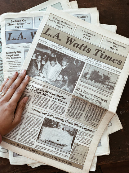 Vintage L.A. Watts Journal Newspapers //1990’s Issues  (Please Select)