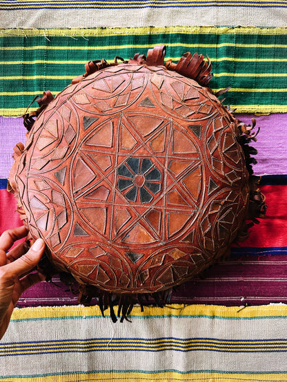 Vintage Leather Pillow/Ottoman (Morocco)