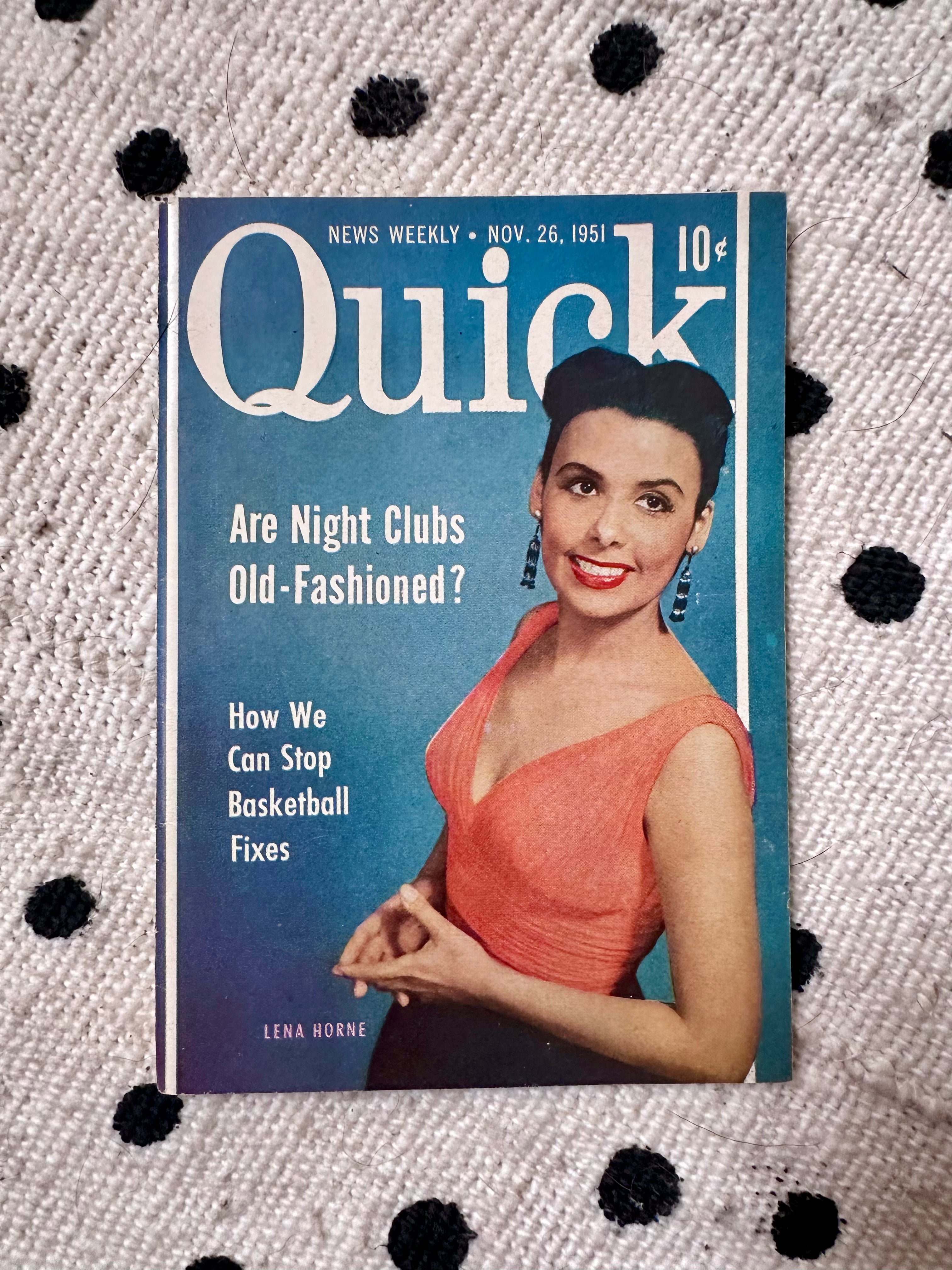 Vintage Rare Quick Magazine // Lena Horne Cover (1951)