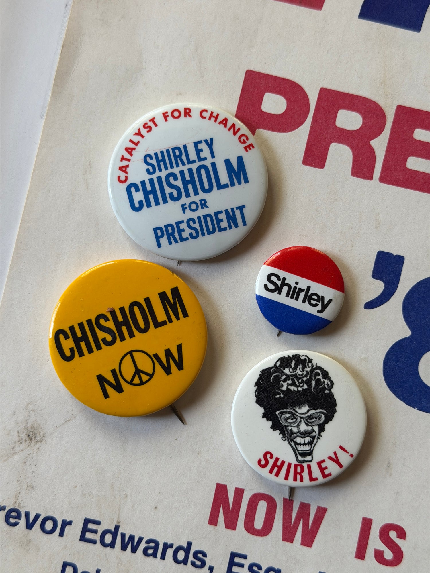 Vintage Shirley Chisholm Campaign Pins (1972)