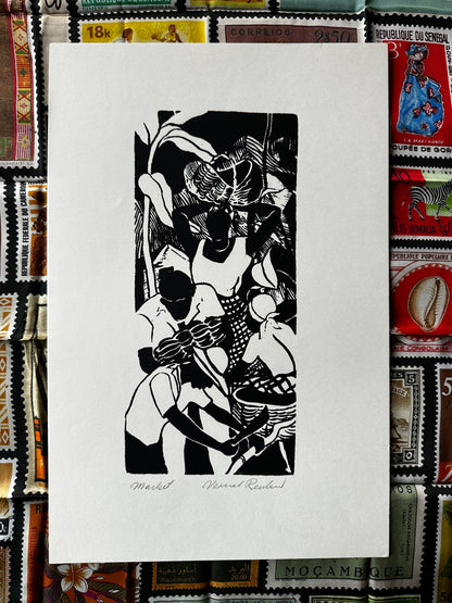 Vintage Vernal Reuben Block Prints (Signed, Jamaica)