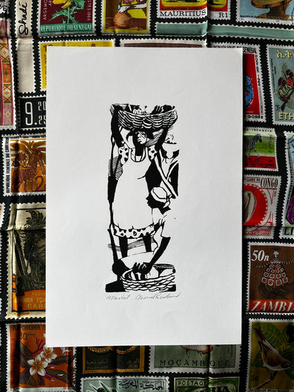 Vintage Vernal Reuben Block Prints (Signed, Jamaica)