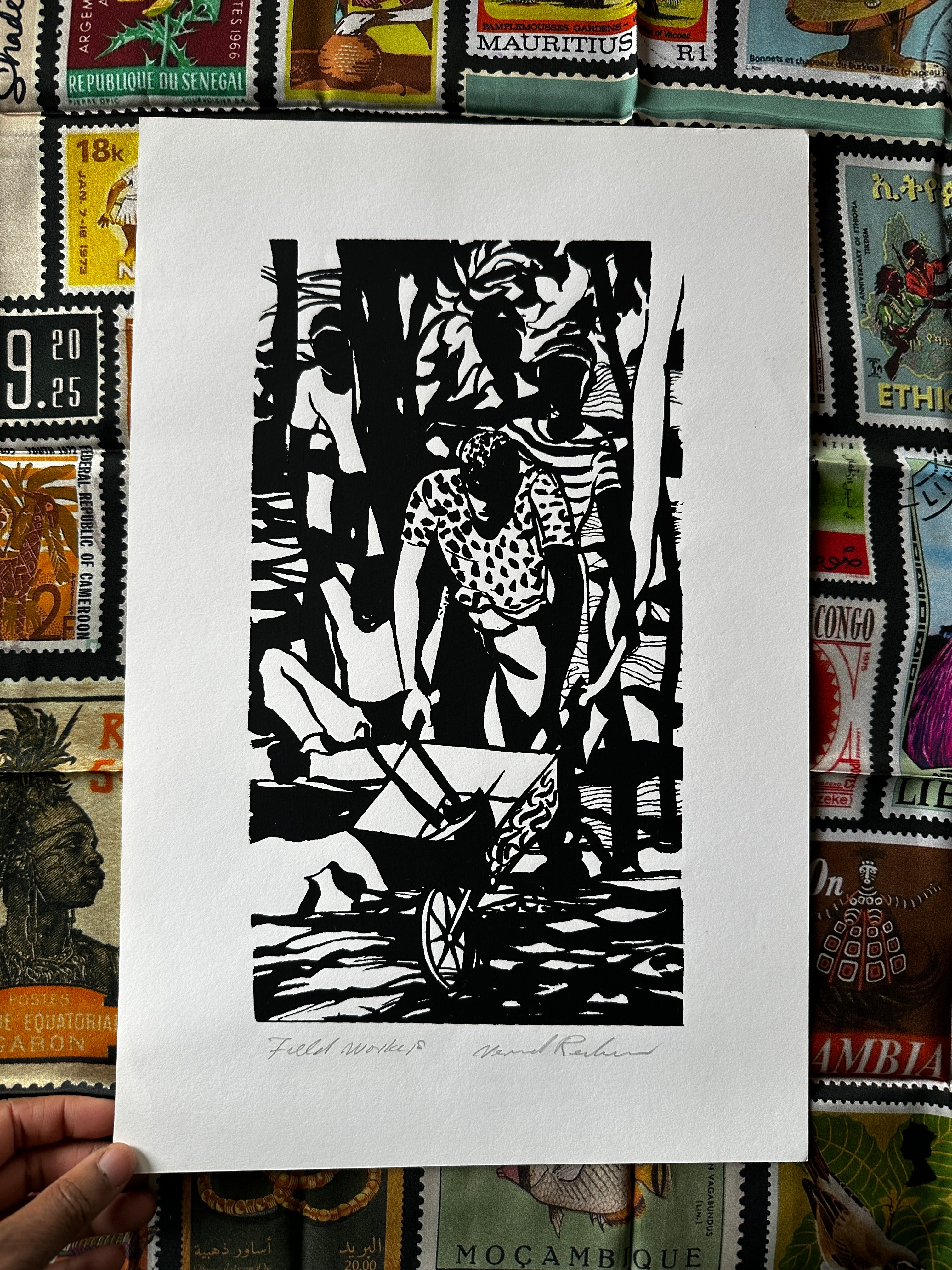 Vintage Vernal Reuben Block Prints (Signed, Jamaica)