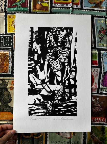 Vintage Vernal Reuben Block Prints (Signed, Jamaica)