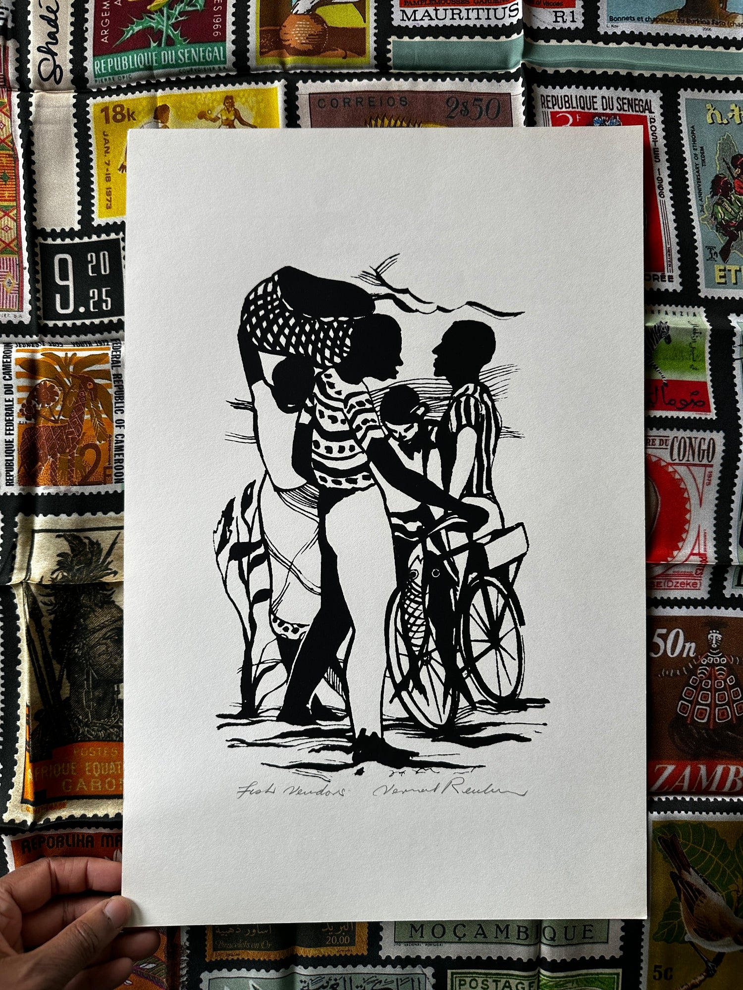 Vintage Vernal Reuben Block Prints (Signed, Jamaica)