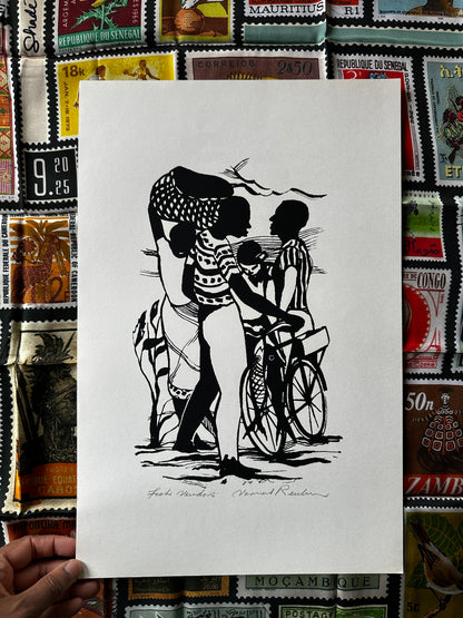 Vintage Vernal Reuben Block Prints (Signed, Jamaica)