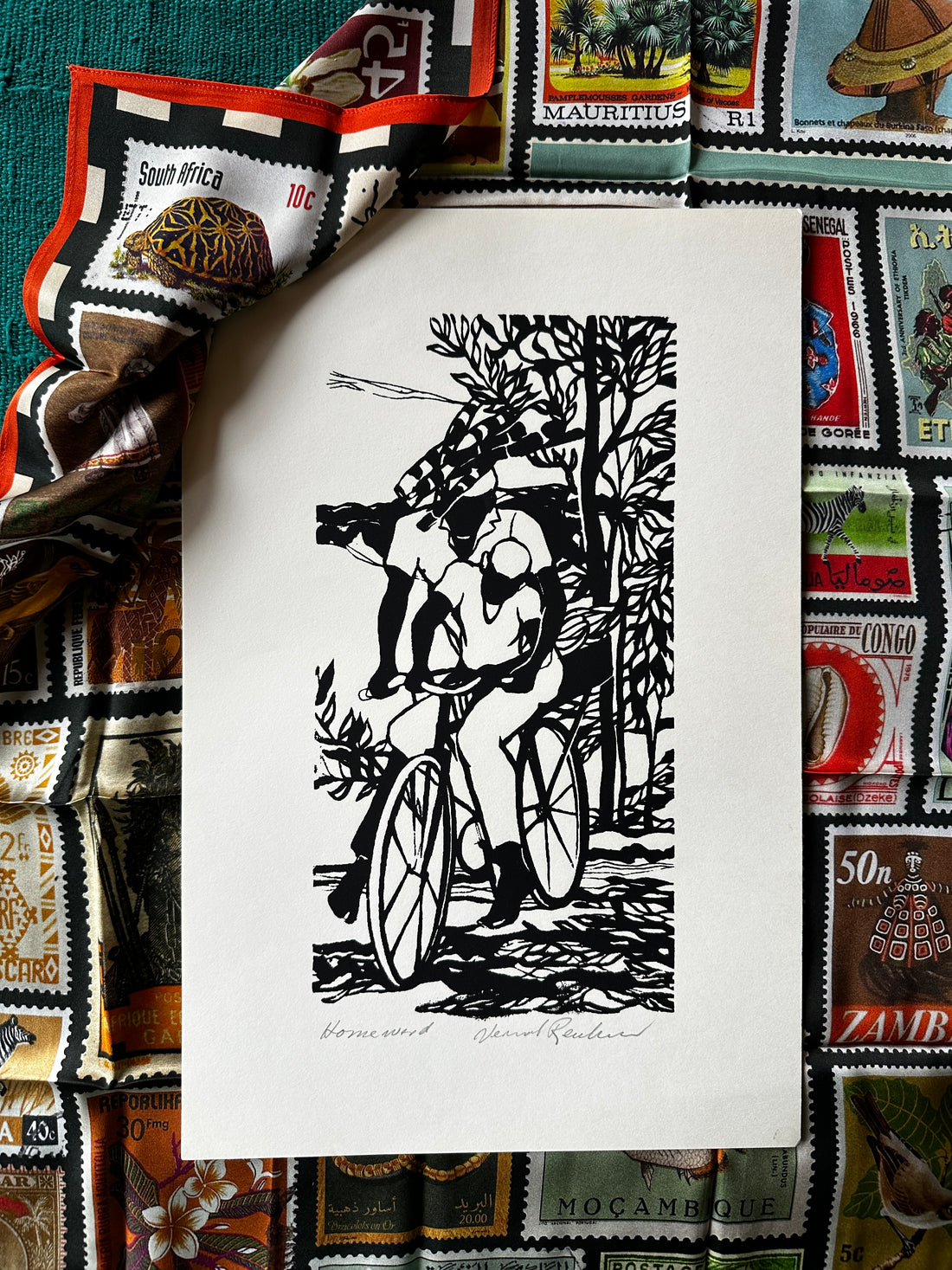 Vintage Vernal Reuben Block Prints (Signed, Jamaica)