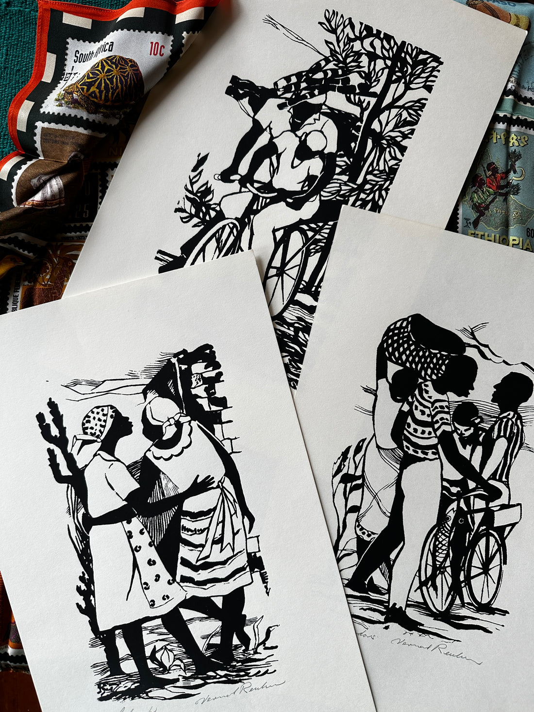Vintage Vernal Reuben Block Prints (Signed, Jamaica)