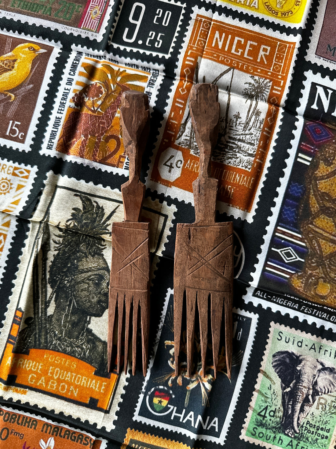 Vintage African Kuba Wooden Combs (Please Select)