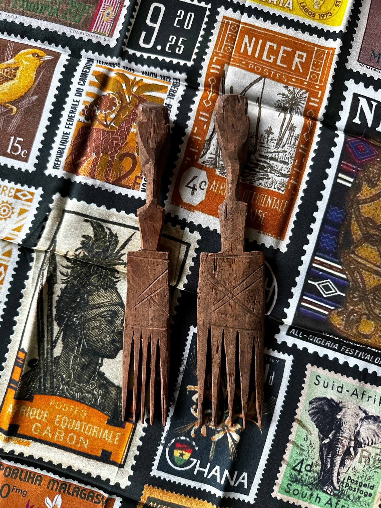 Vintage African Kuba Wooden Combs (Please Select)