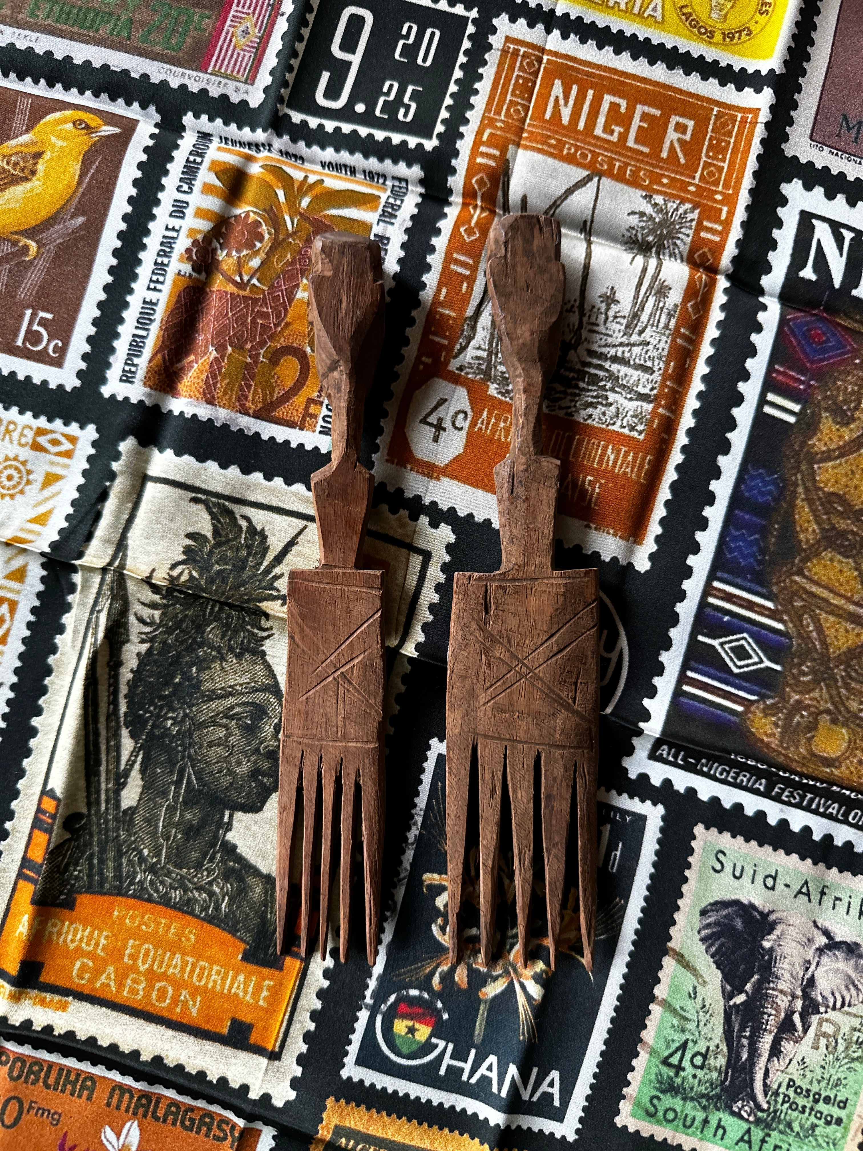 Vintage African Kuba Wooden Combs (Please Select)