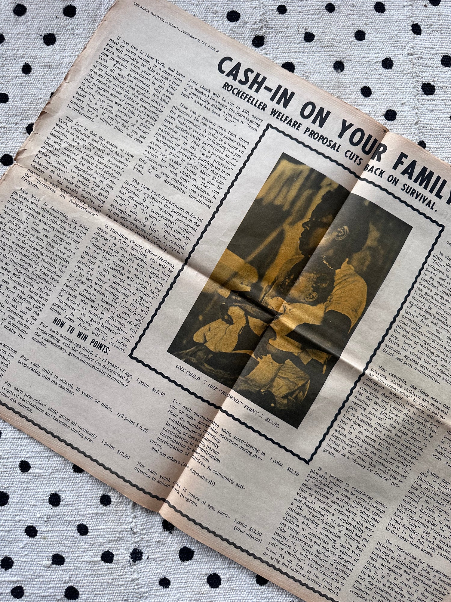 Original Black Panther Party Newspaper -- Cash In On Your Family (1971)