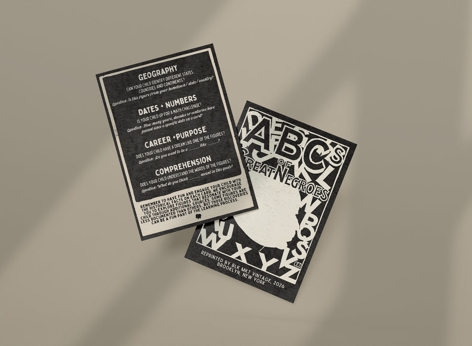 ABC’s of Great Negroes Flashcards (1933) -- Full Set