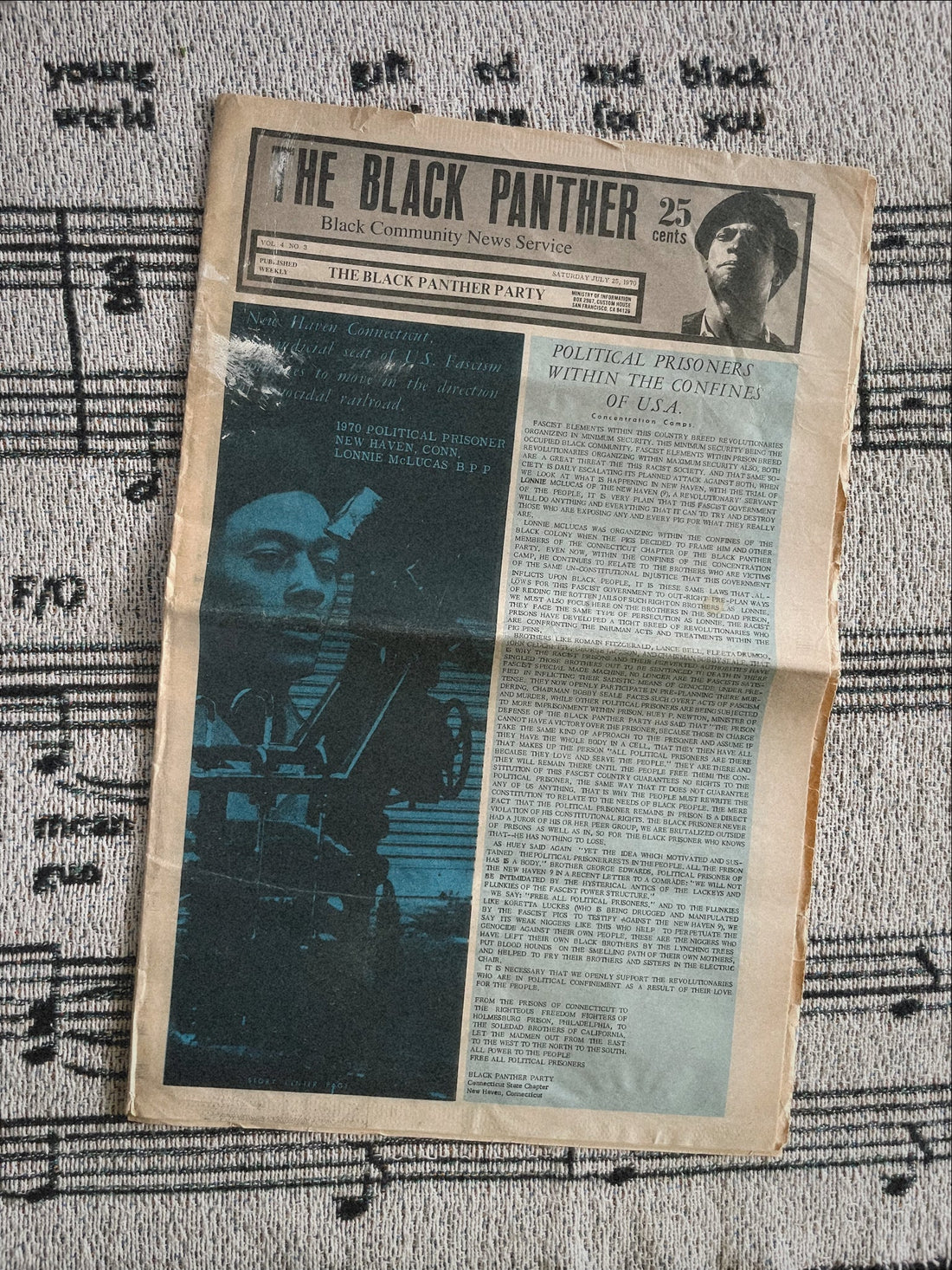 Vintage Original Black Panther Party Newspaper (July 1970)