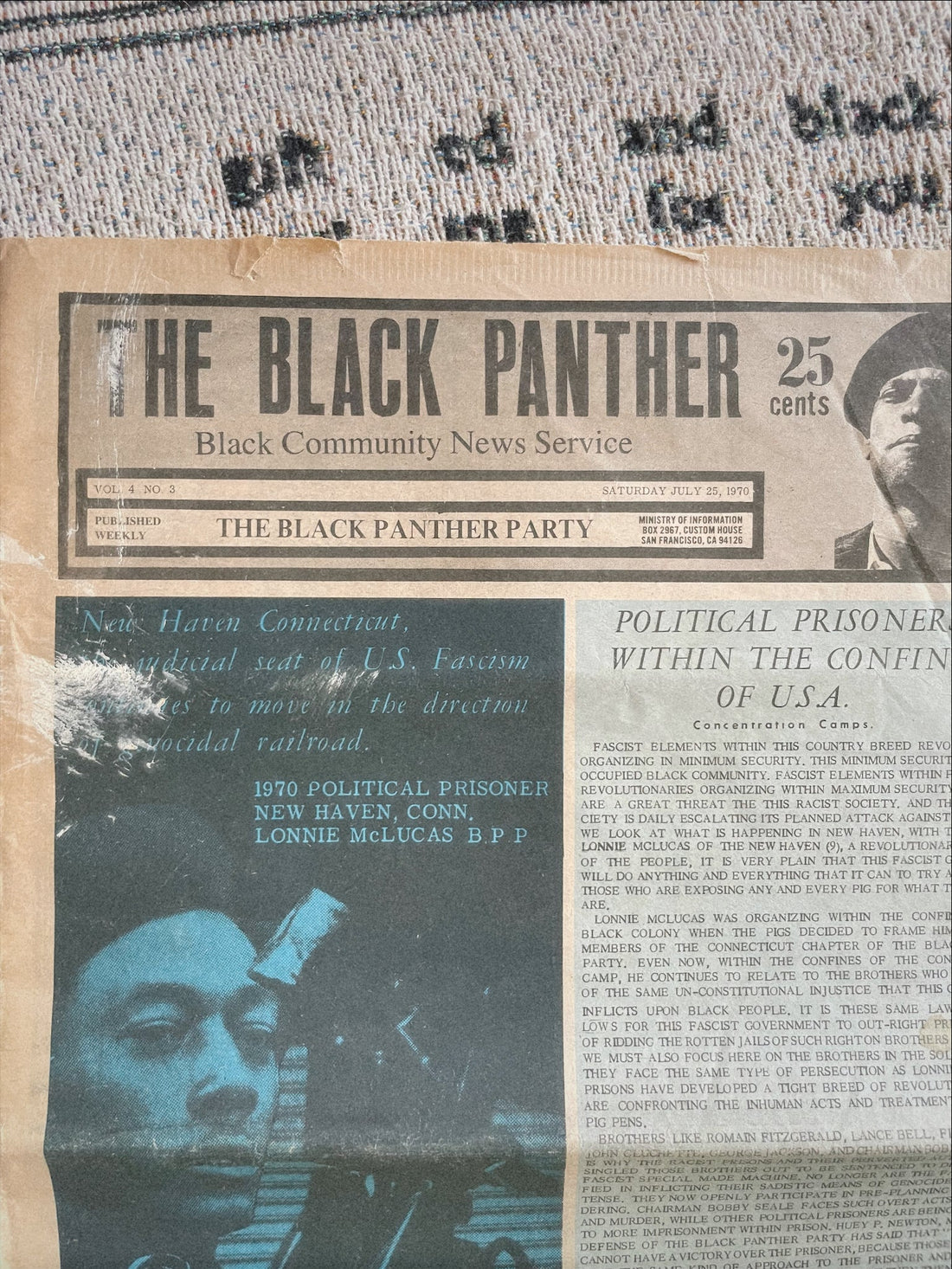 Vintage Original Black Panther Party Newspaper (July 1970)