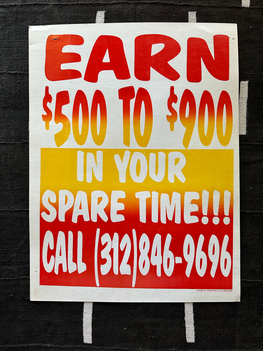 Vintage Earn Money Now Job Poster - Chicago (‘90’s + 2000’s)