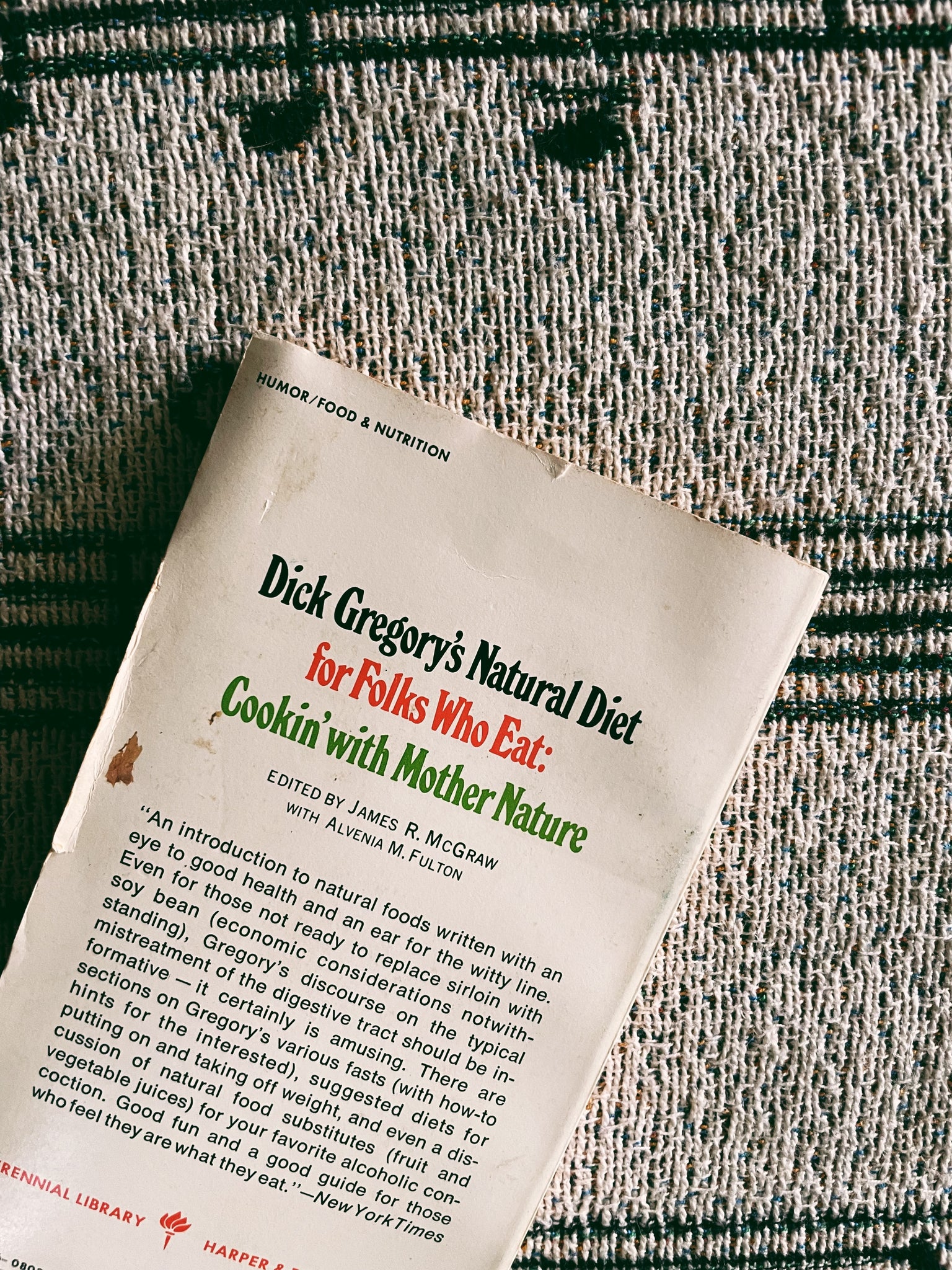 Vintage "Dick Gregory's Natural Cookbook for Folks Who Eat: Cookin' W/ Mother Nature" (First Edition, 1974)