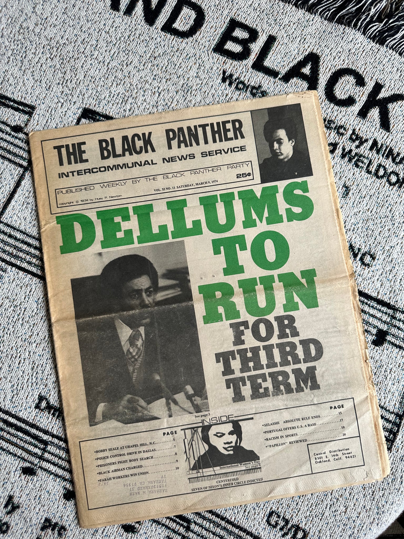 Original Black Panther Party Newspaper // Dellums to Run Issue (1974)