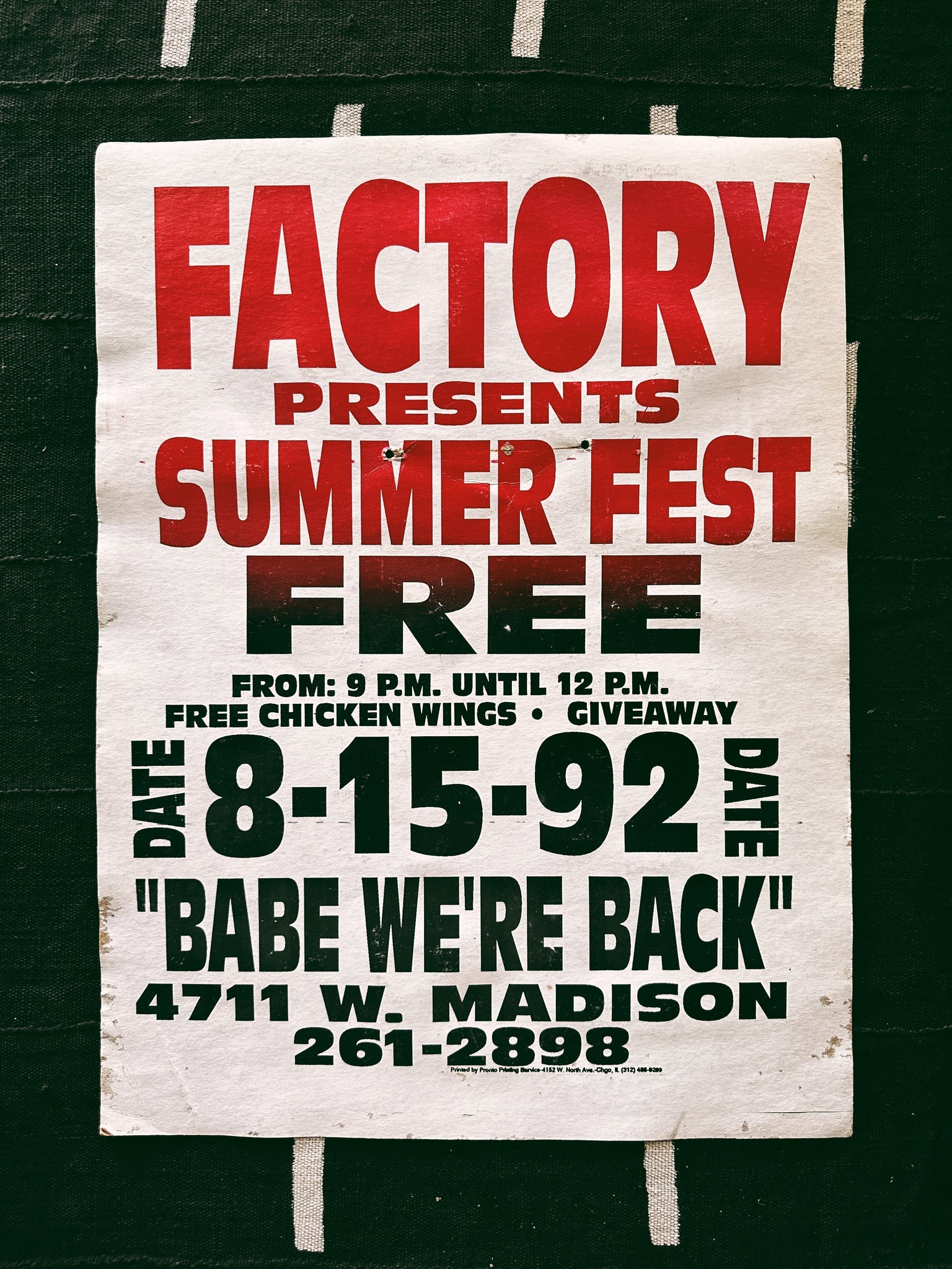 Vintage Summer Fest at The Factory Party Poster - Chicago (‘90’s + 2000’s)