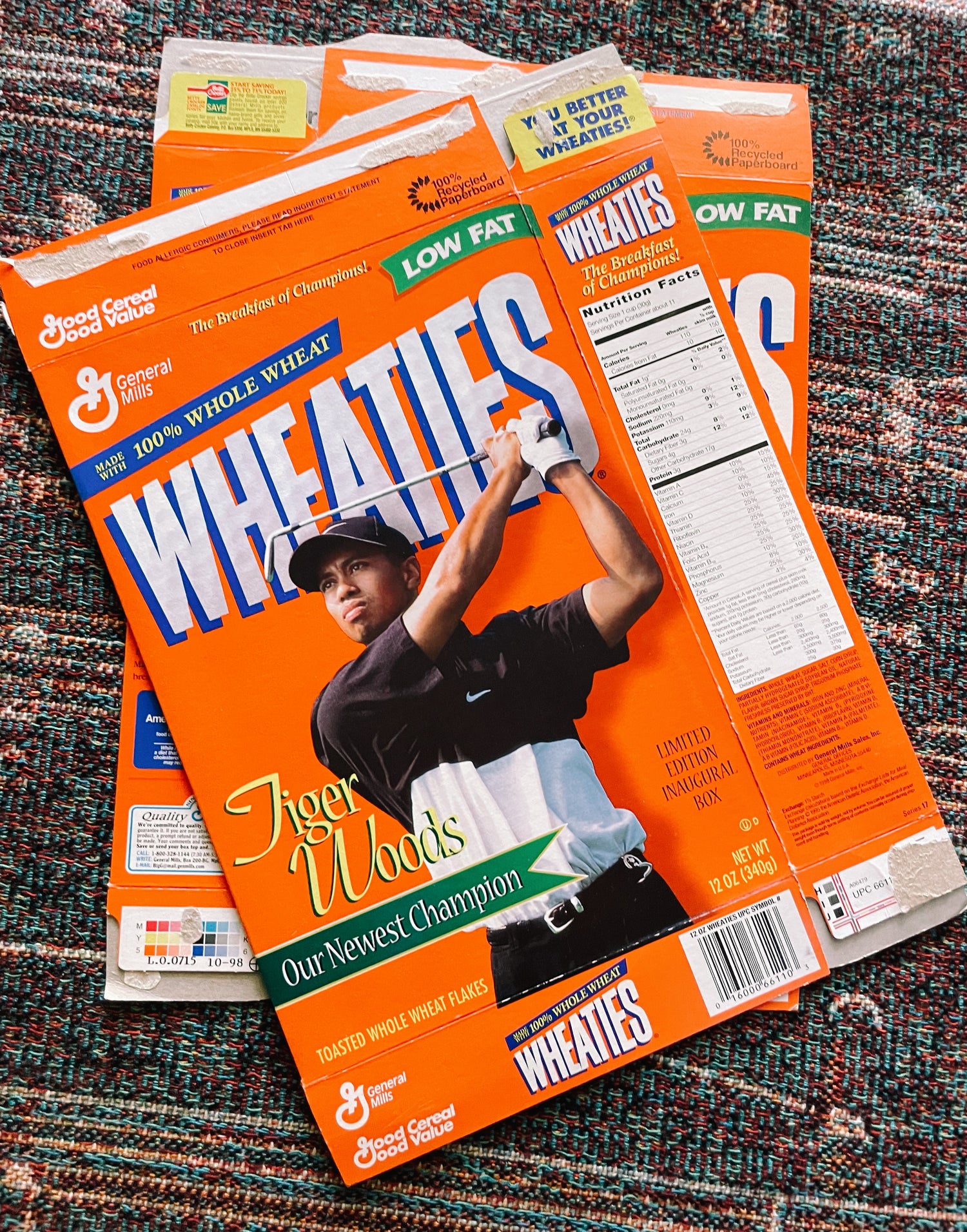 Vintage Tiger Woods &quot;Wheaties&quot; Unopened Cereal Box (Please Select)