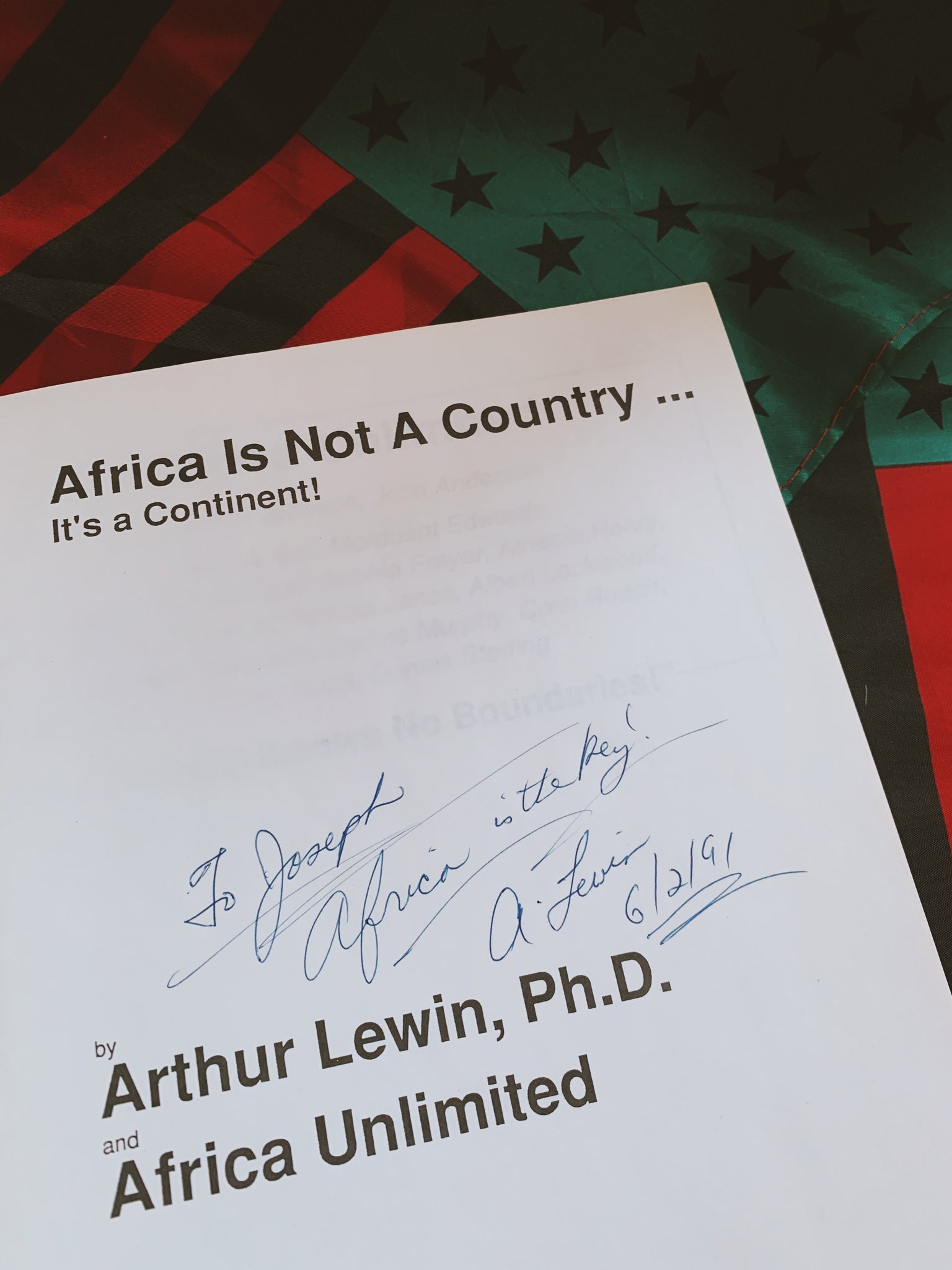 Vintage SIGNED Softcover “Africa Is Not A Country” by Arthur Lewin (1990)