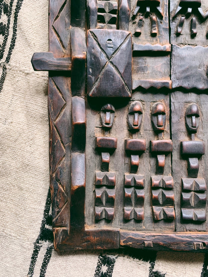 Vintage Handcarved Wood Dogon Door (Mali)