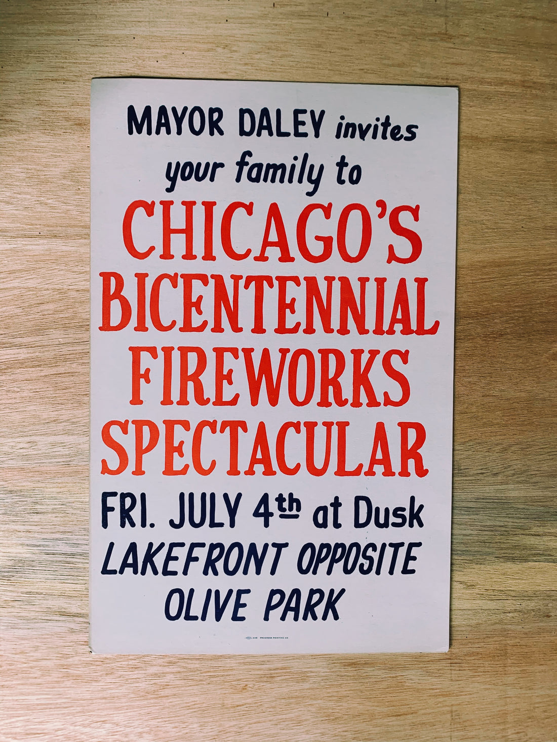 Vintage Chicago 4th of July Fireworks Poster (1975)