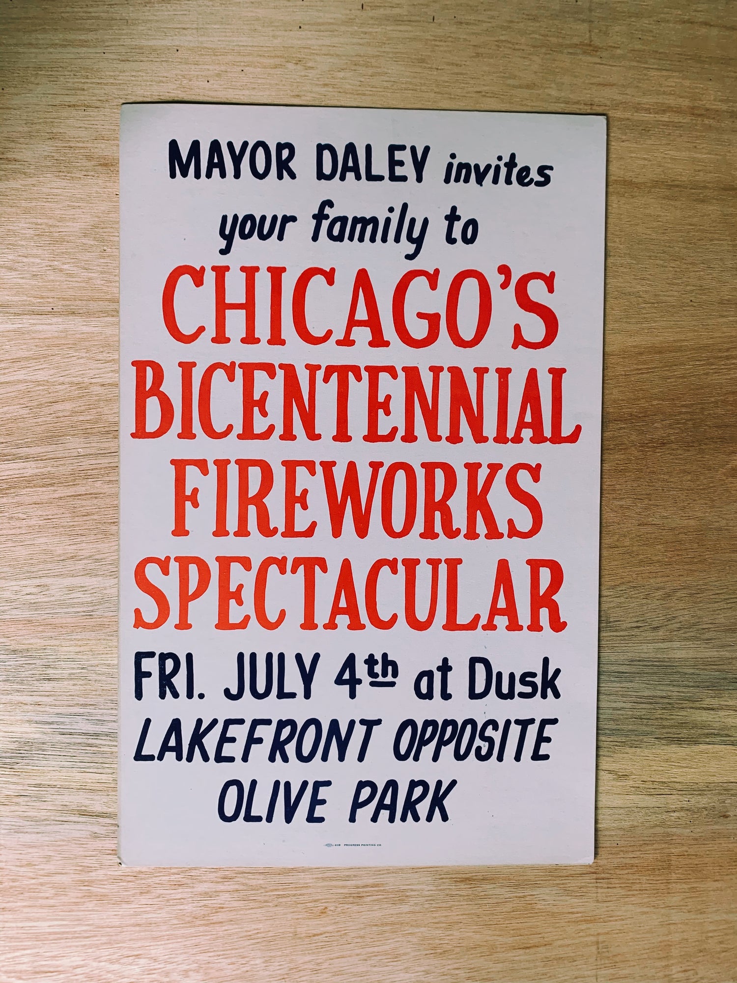 Vintage Chicago 4th of July Fireworks Poster (1975)