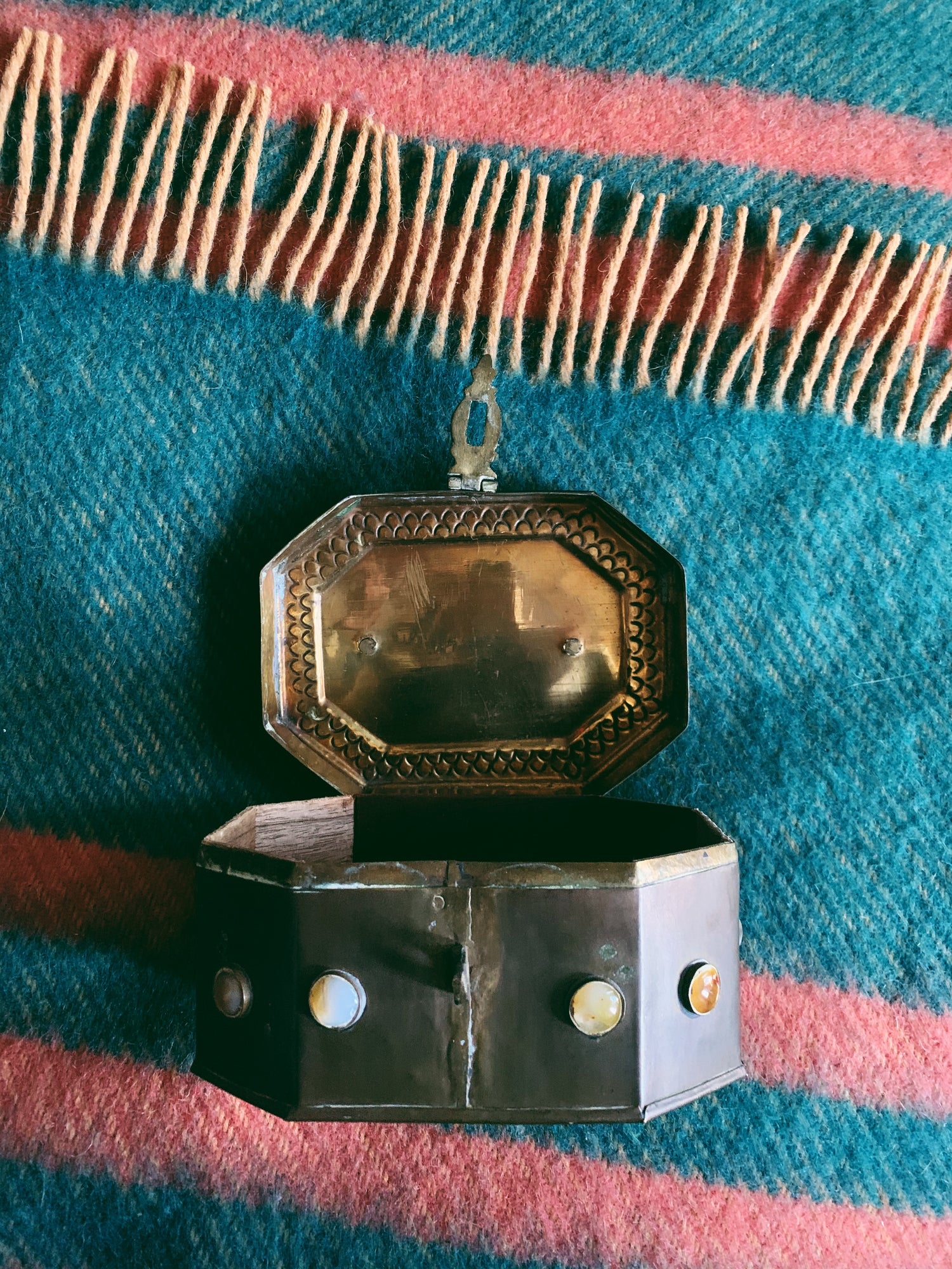 Vintage Brass Jewel-Adorned Box (1960’s)