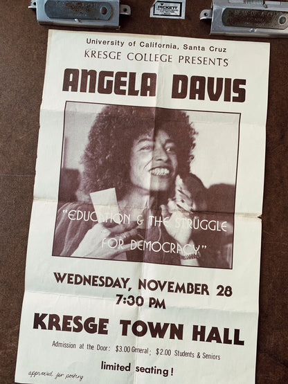 Vintage Angela Davis UC Santa Cruz Speech Poster (1970&