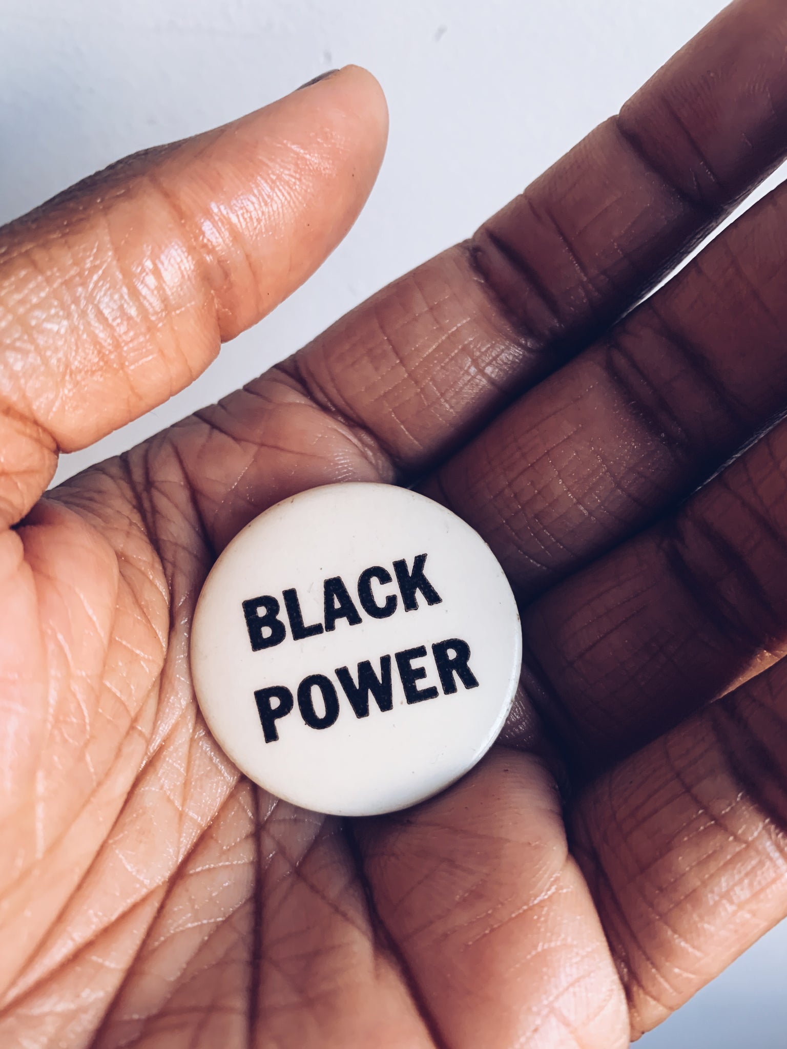 Vintage "Black Power" Pinback Button (White, 1970's)