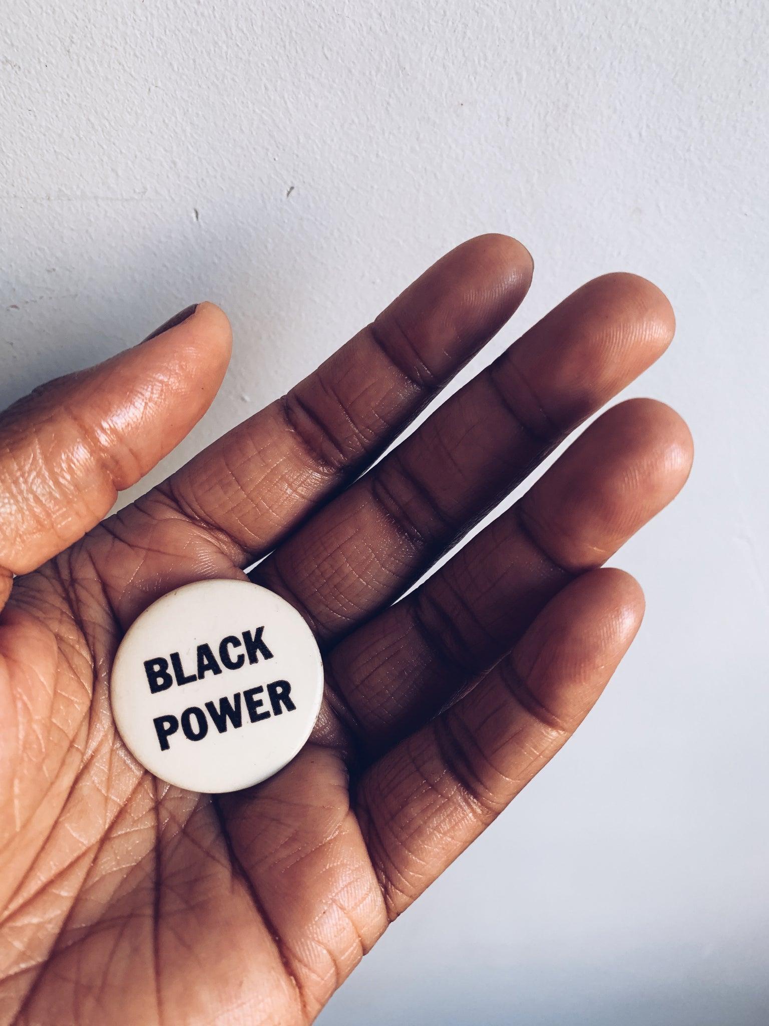 Vintage "Black Power" Pinback Button (White, 1970's)