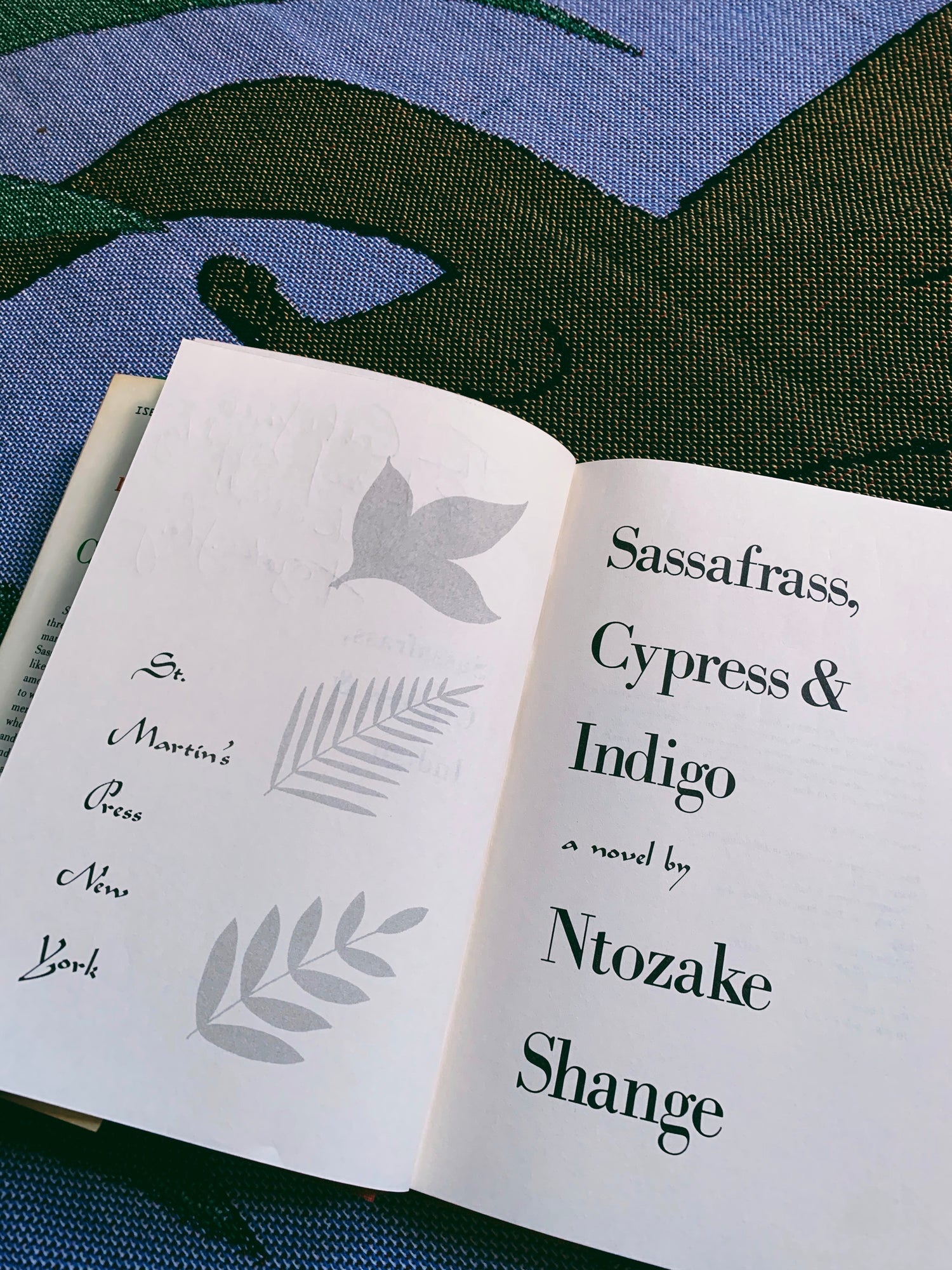 RESERVED: Vintage SIGNED Hardcover “Sassafrass, Cypress &amp; Indigo” by Ntozake Shange (1982)