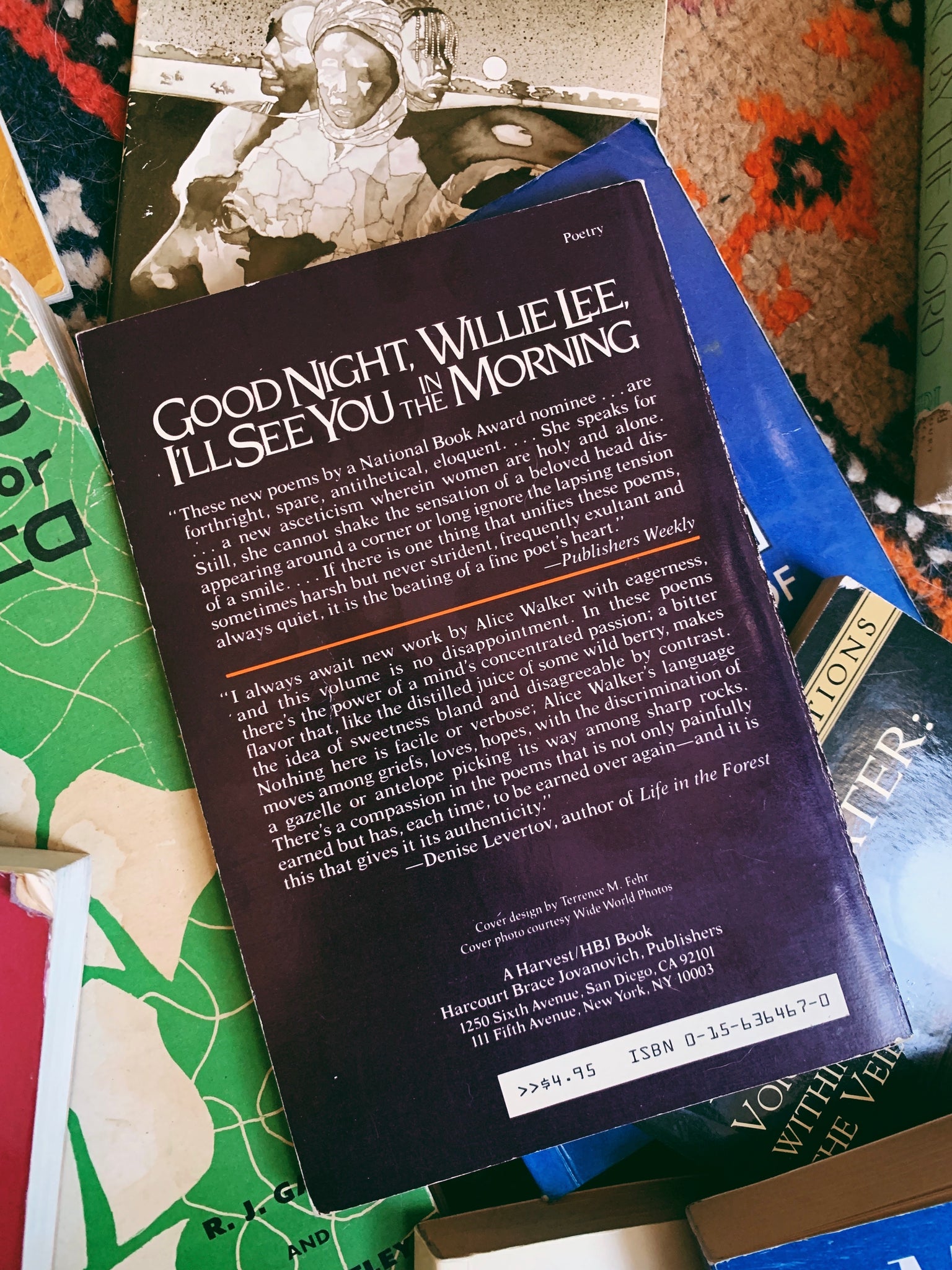 Vintage Softcover "Good Night, Willie Lee, I'll See You In The Morning" by Alice Walker (1979)