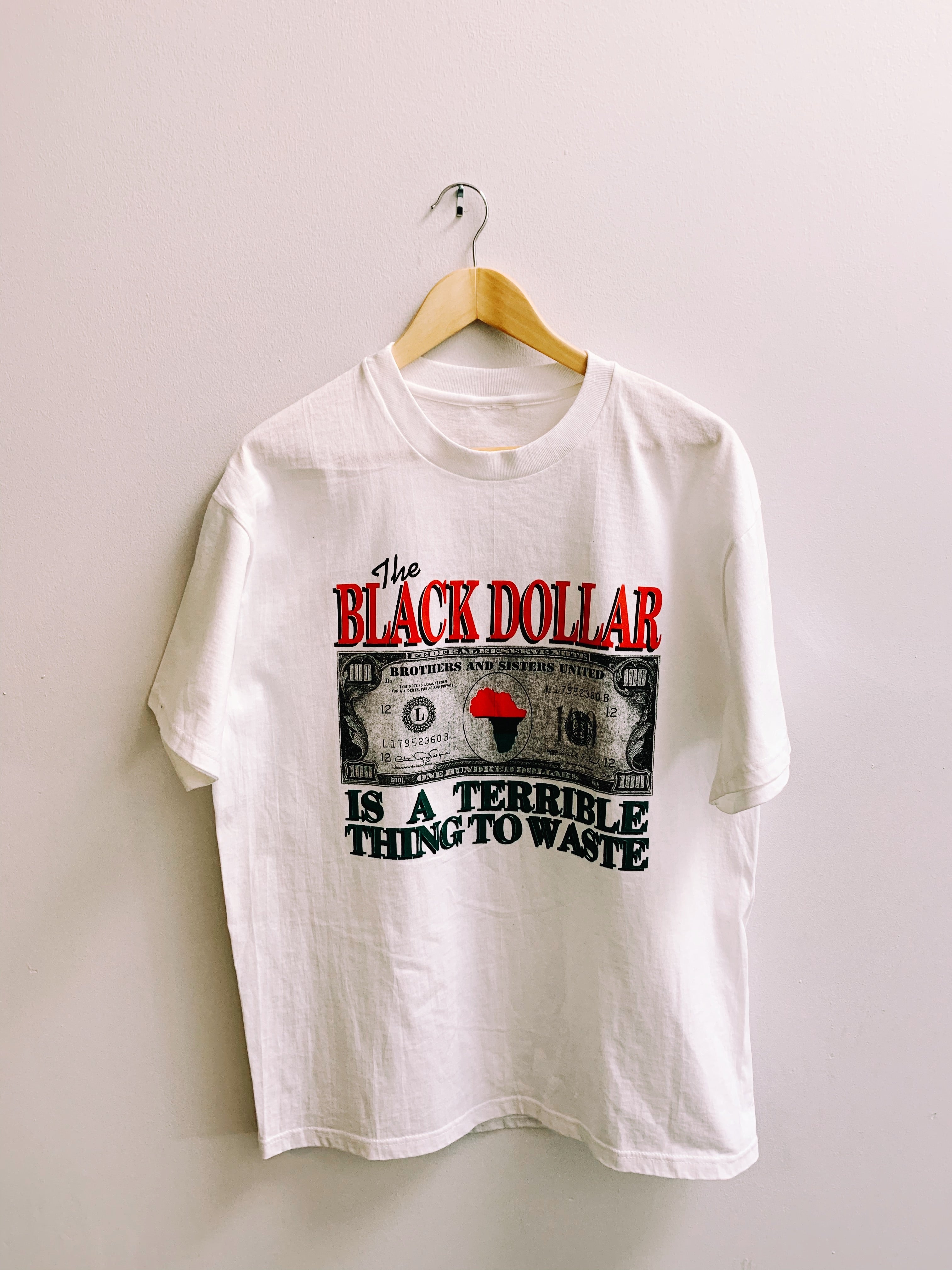 Vintage “The Black Dollar is a terrible thing to waste” 1990’s Tee shirt